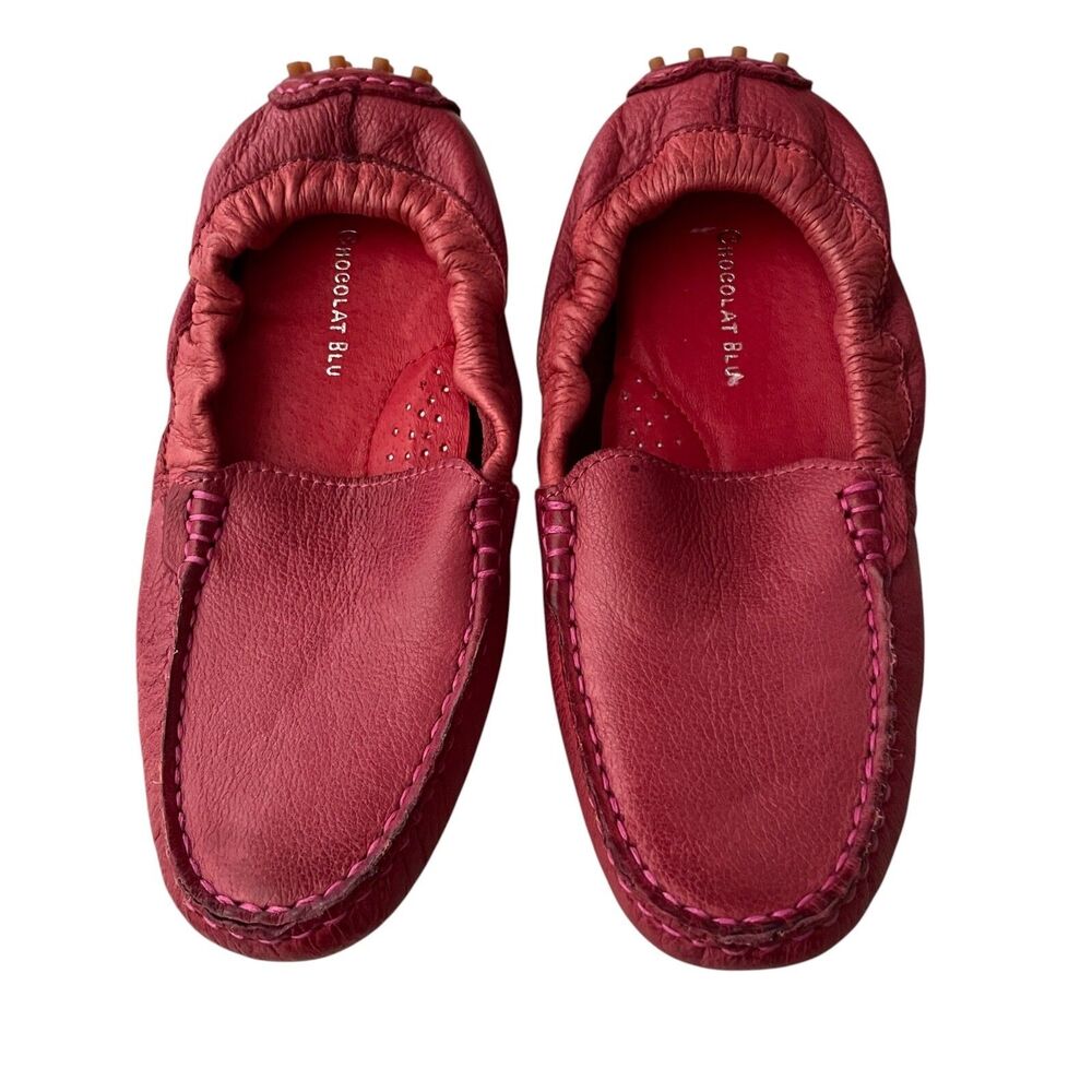 Chocolat Blu 6 Leather‎ Red Tara Slip On Ladies Shoes Loafters Mocassins
